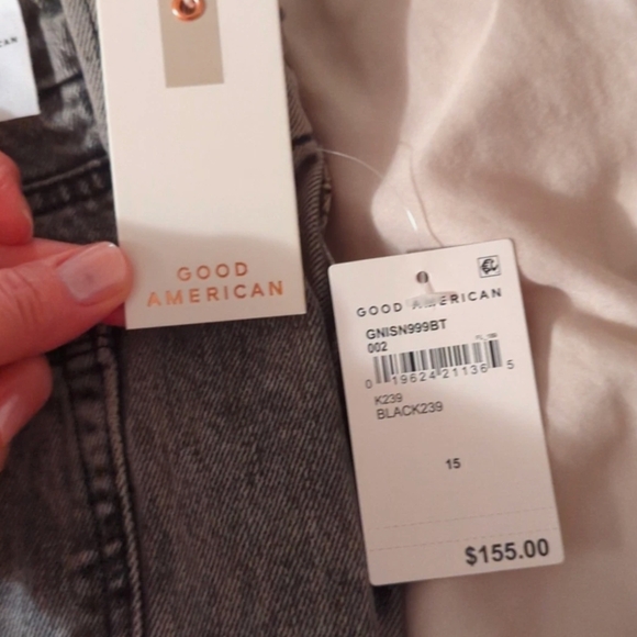 Good American Charcoal Straight Leg Jeans - Picture 5 of 7